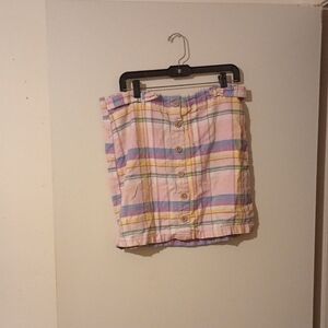 Pastel Plaid Button-Up Skirt